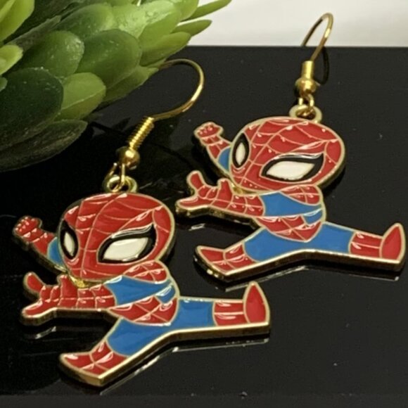 Superhero Earring, Spiderman Earring, Gift Idea, Funny Earring, Silly Earring - Picture 3 of 5
